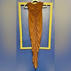 Zara Elegant Dark Brown Ruched Skirt